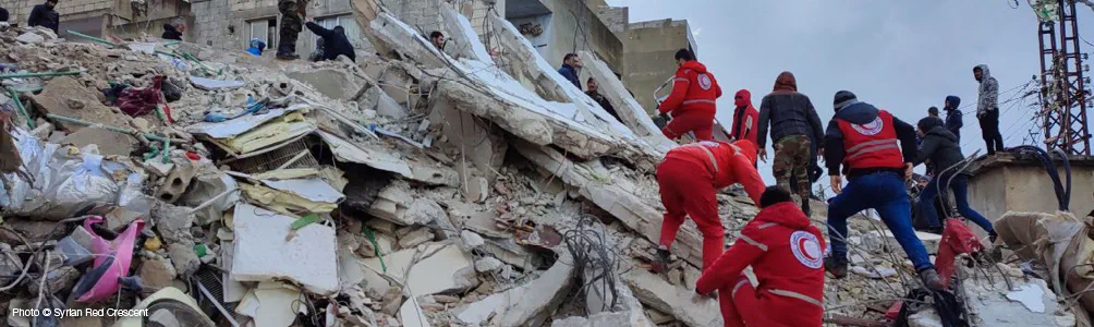Rescuers search for survivors of the Turkey and Syria earthquake in February 2023
